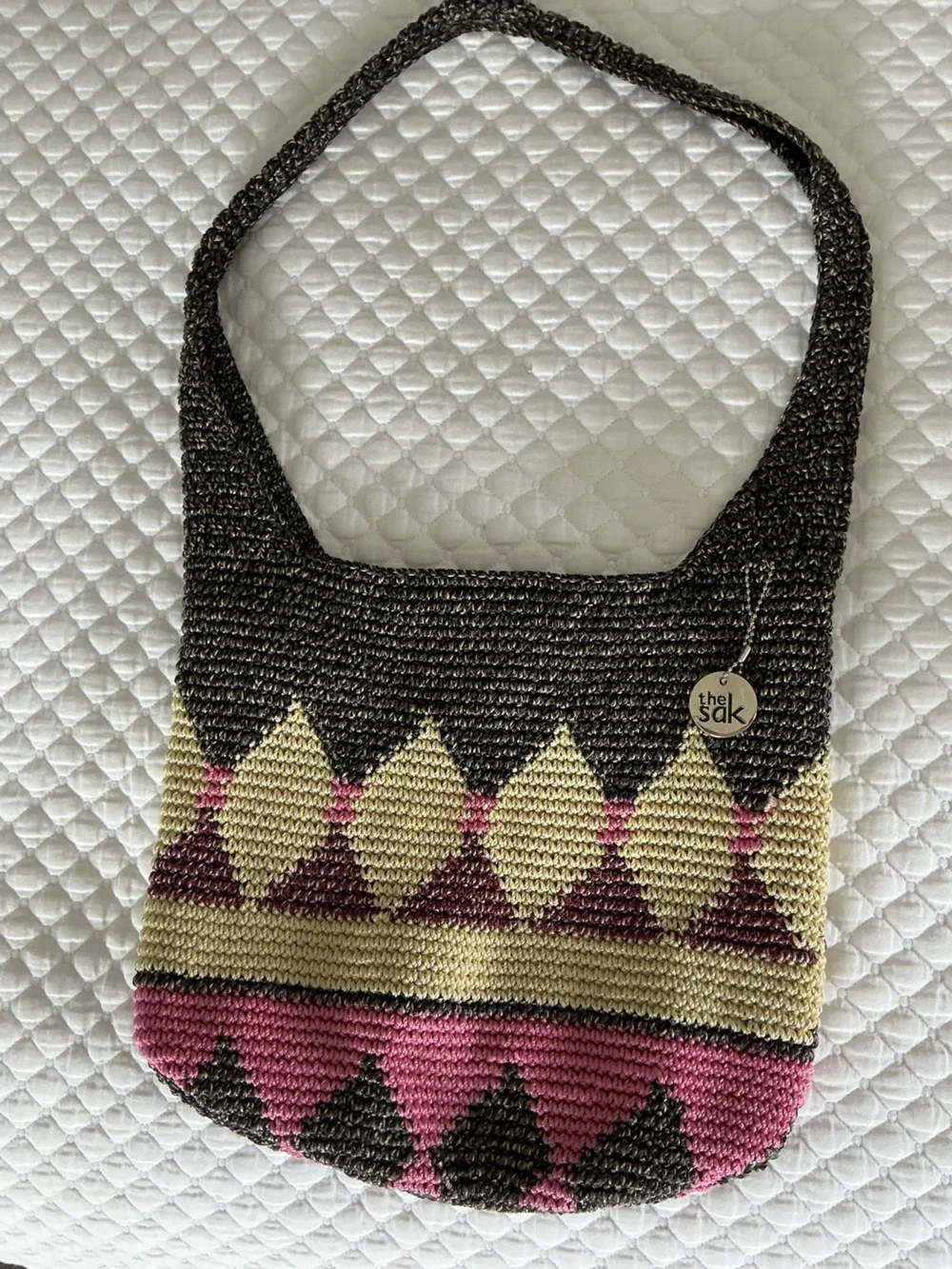 The Sak Limited Edition Back To Bali 120 Crotchet ShoulderBag - Black/Cream/Pink